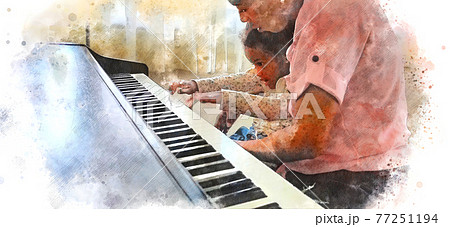 ピアノ グランドピアノ 水彩画 音楽のイラスト素材