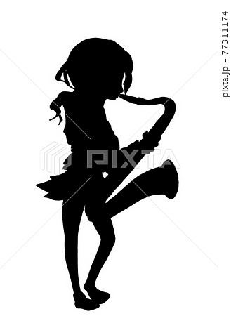 アルトサックス シルエットのイラスト素材