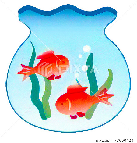 金魚鉢 金魚 涼しげ イラストのイラスト素材