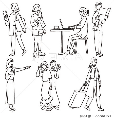 人物 歩く 女性 正面のイラスト素材