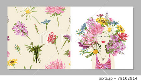 薔薇の髪飾りのイラスト素材