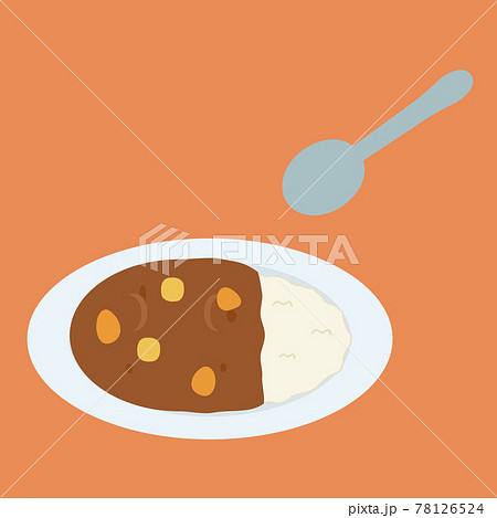 シンプルでかわいいカレーライスのイラスト フラットデザインのイラスト素材
