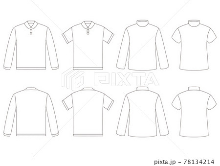 Short-sleeved baseball shirt / T-shirt template - Stock Illustration  [70016355] - PIXTA