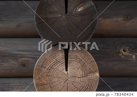 年輪 割れ 木 木材の写真素材