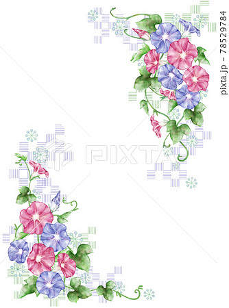 フレーム縦 フレーム イラスト 夏の花のイラスト素材