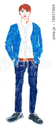 男性 イラスト 男 ジーンズの写真素材