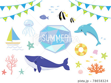 イルカの浮き輪のイラスト素材