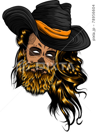 Bearded Cowboy In A Hat Cool American Manのイラスト素材 Bearded Cowboy In A Hat Cool American Manのイラスト素材