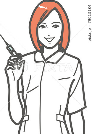 女性 ナース 看護師 注射のイラスト素材