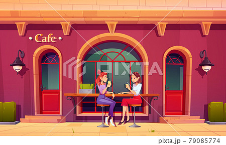 カフェ 店舗 外観 イラストのイラスト素材