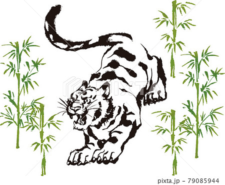 動物 猫 墨絵 ねこの写真素材