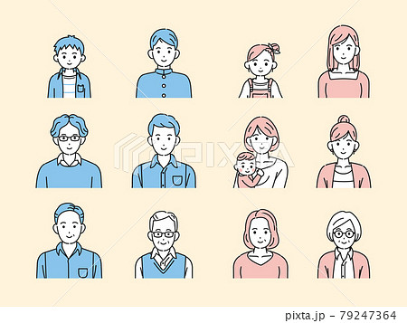 家族 アイコン シンプル 三世代のイラスト素材
