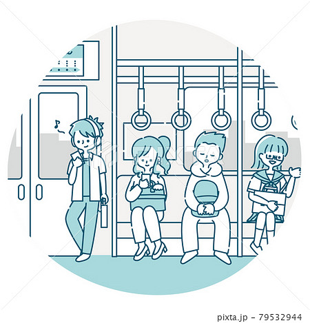 電車車内のイラスト素材
