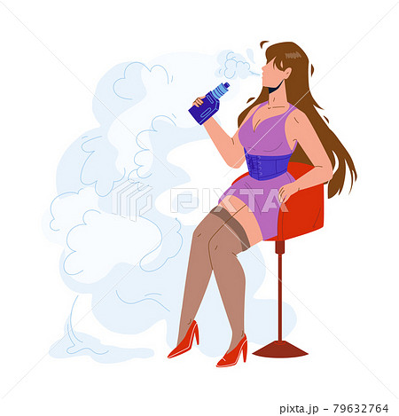 女性 女の子 タバコ 喫煙 イラストの写真素材