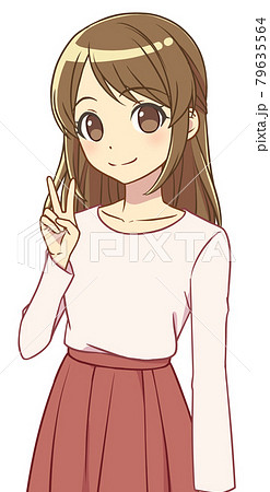 ピースポーズのイラスト素材