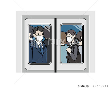 電車車内のイラスト素材