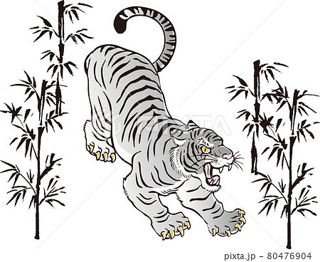 虎 動物 水墨画 トラのイラスト素材 - PIXTA