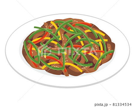 炒め物 おかず イラスト ピーマンのイラスト素材