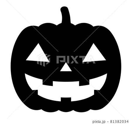 ハロウィン シルエット カボチャ 白黒のイラスト素材
