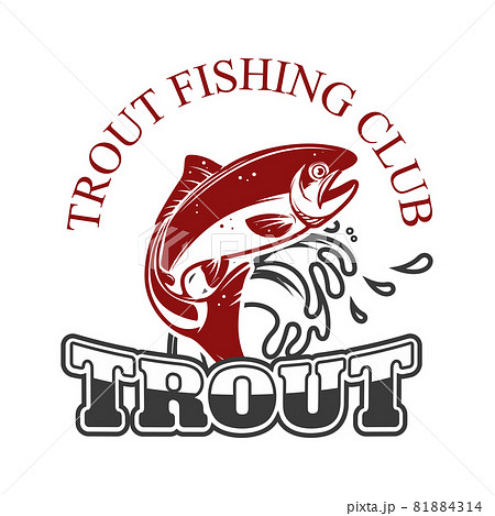 Vintage trout fishing emblems, labels and design elements.