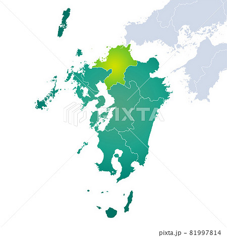 福岡県 福岡県地図 福岡 地図のイラスト素材