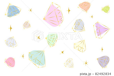 宝石 パターン ダイヤモンド かわいいのイラスト素材