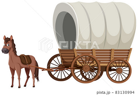 馬 馬車 かわいい イラストの写真素材