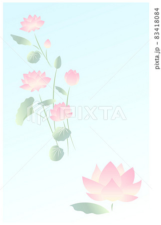 蓮の花 自然 植物 かわいいのイラスト素材