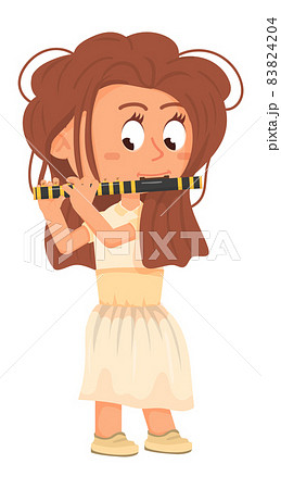 フルート 女の子のイラスト素材
