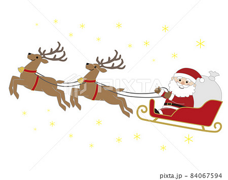 サンタクロース クリスマス トナカイ ソリのイラスト素材