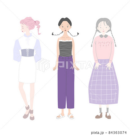 女性 ファッション 外国人 おしゃれのイラスト素材