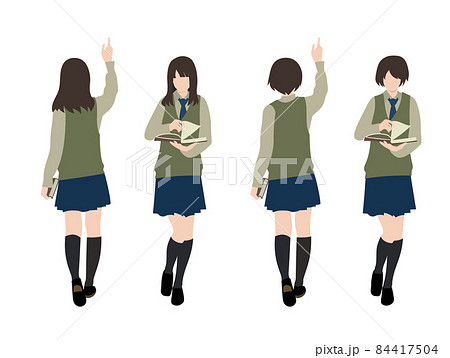 学生 後ろ姿 中学生 人物 制服のイラスト素材