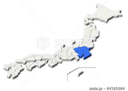 日本地図3d 地方別 関東 Rounded Set 5 のイラスト素材