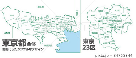 東京23区地図のイラスト素材