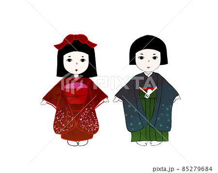 日本人形のイラスト素材