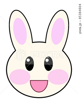 うさぎ キャラクター 笑顔 顔のイラスト素材