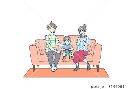 ソファー 座る 男性 人物のイラスト素材