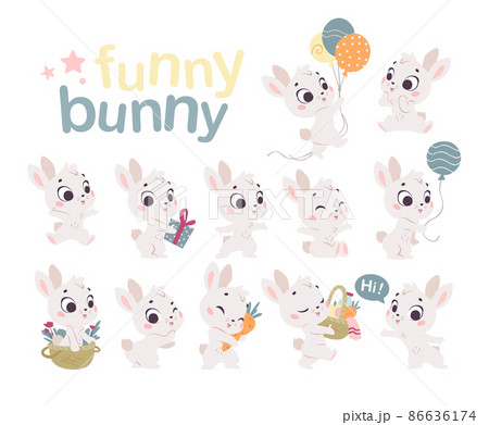 風船 赤ちゃん バスケット かごのイラスト素材