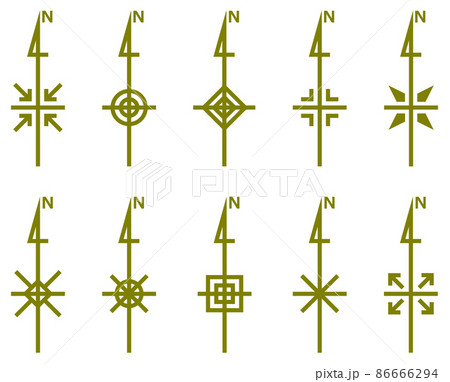 方位マーク 方向 北 地図記号の写真素材