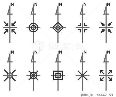 方位マーク 方向 北 地図記号の写真素材