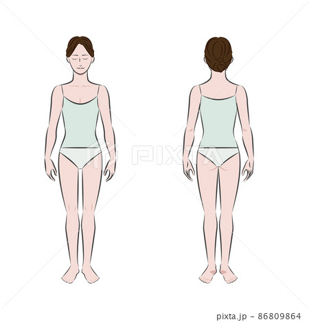 女性 正面 全身 背面のイラスト素材