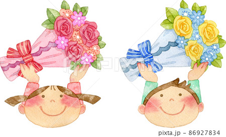 花 持つのイラスト素材