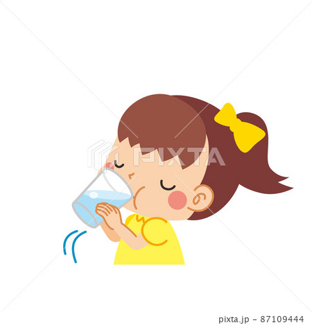 水分補給 子供 コップ イラストのイラスト素材
