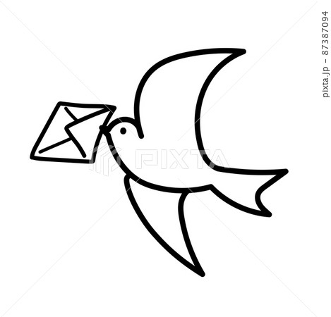 白黒鳥のイラスト素材