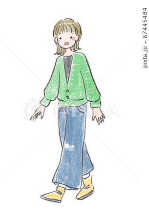 女の子 春服 おしゃれ イラストのイラスト素材