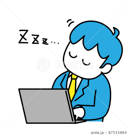 居眠り 机のイラスト素材