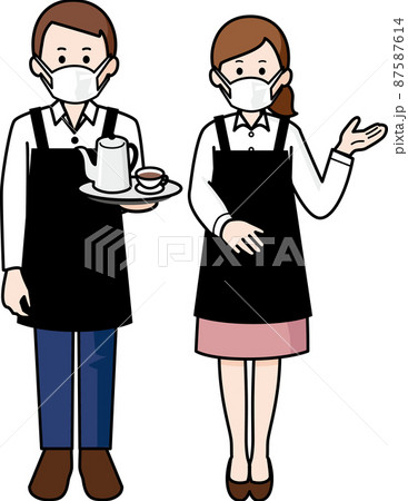 ウエイトレス ウェイター 男性 女性のイラスト素材