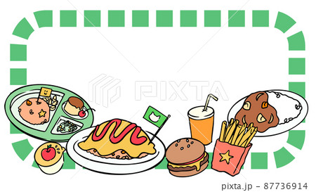 フレーム オムライス 背景 かわいいのイラスト素材