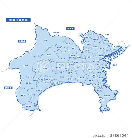 神奈川県地図のイラスト素材