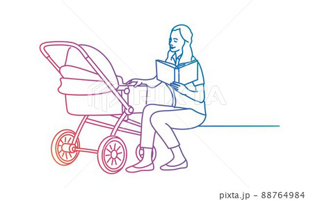 ベンチに座る人のイラスト素材